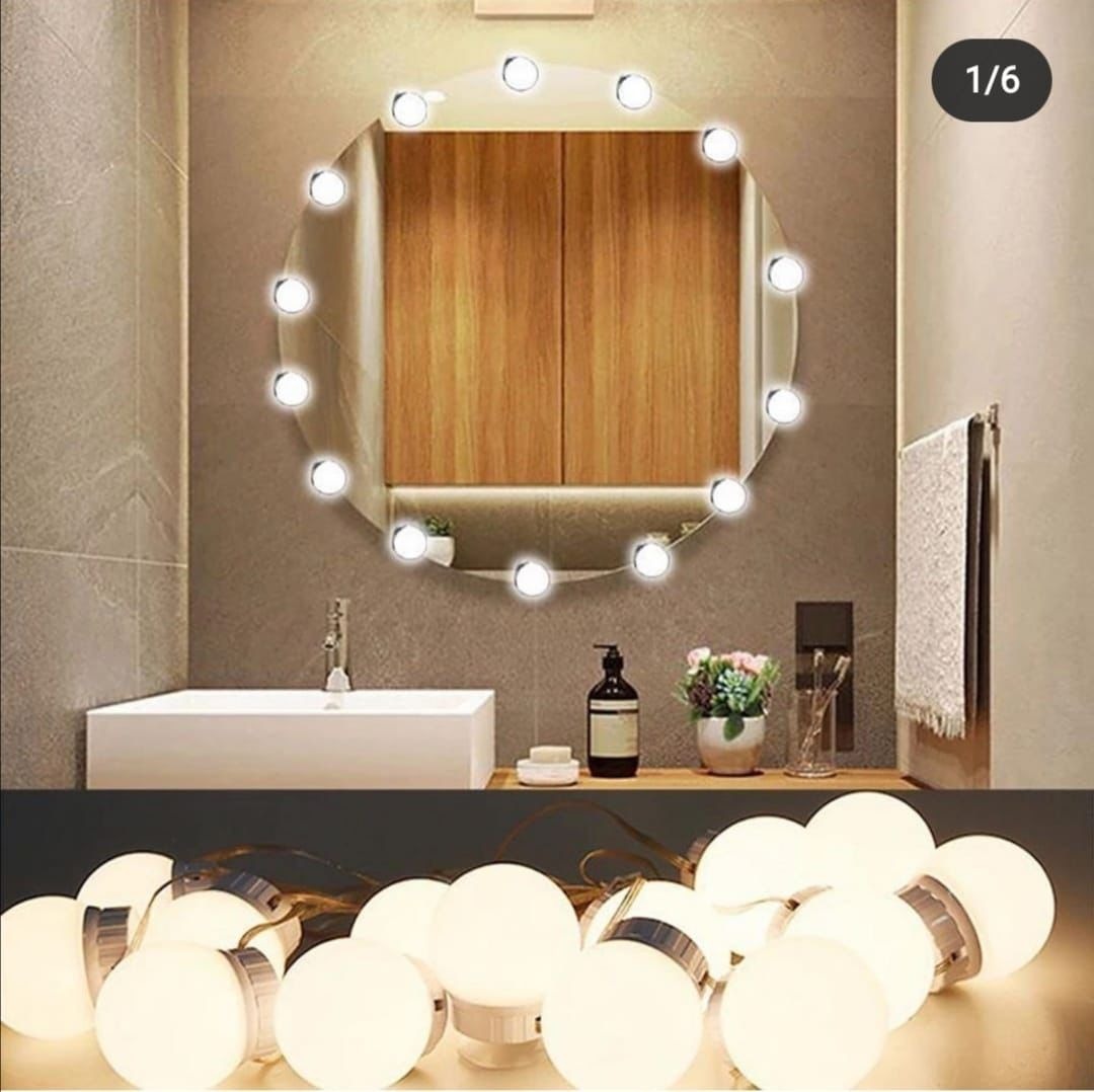 Dimmable LED Vanity Mirror Lights Kit �10 LED Hollywood Style Bulbs for Makeup Dressing Table & Bathroom Mirror