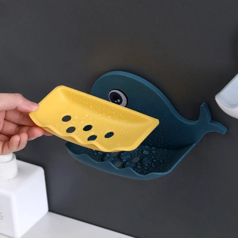 Whale Fish Shaped Soap Holder for Bathroom |  Wall Mounted Soap Bar, Holder Rack for Shower Wall, Kitchen, Bathroom - random color(1 PC)