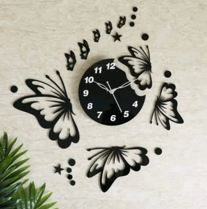 3d wall clock And Butterfly Wooden Wall – photo 1