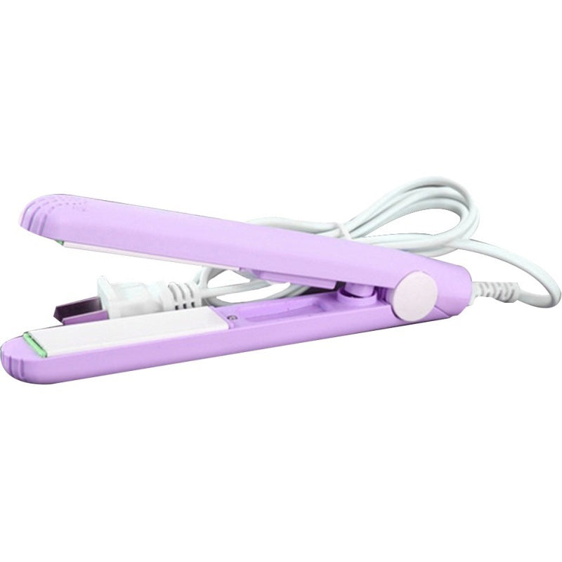 Mini Hair Straightener &amp; Curler �Dual Voltage 100-240V, 180?C Thermostatic Aluminum Plate, For Dry &amp; Wet Hair, Compact Travel Size (Random Color)