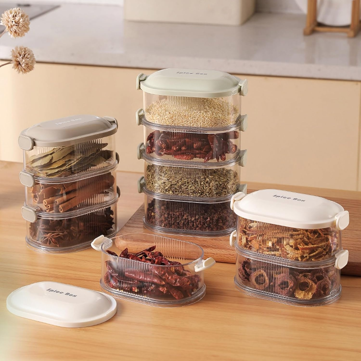 4 Layers Multi-Layered Seasoning Spice Storage Box – photo 1