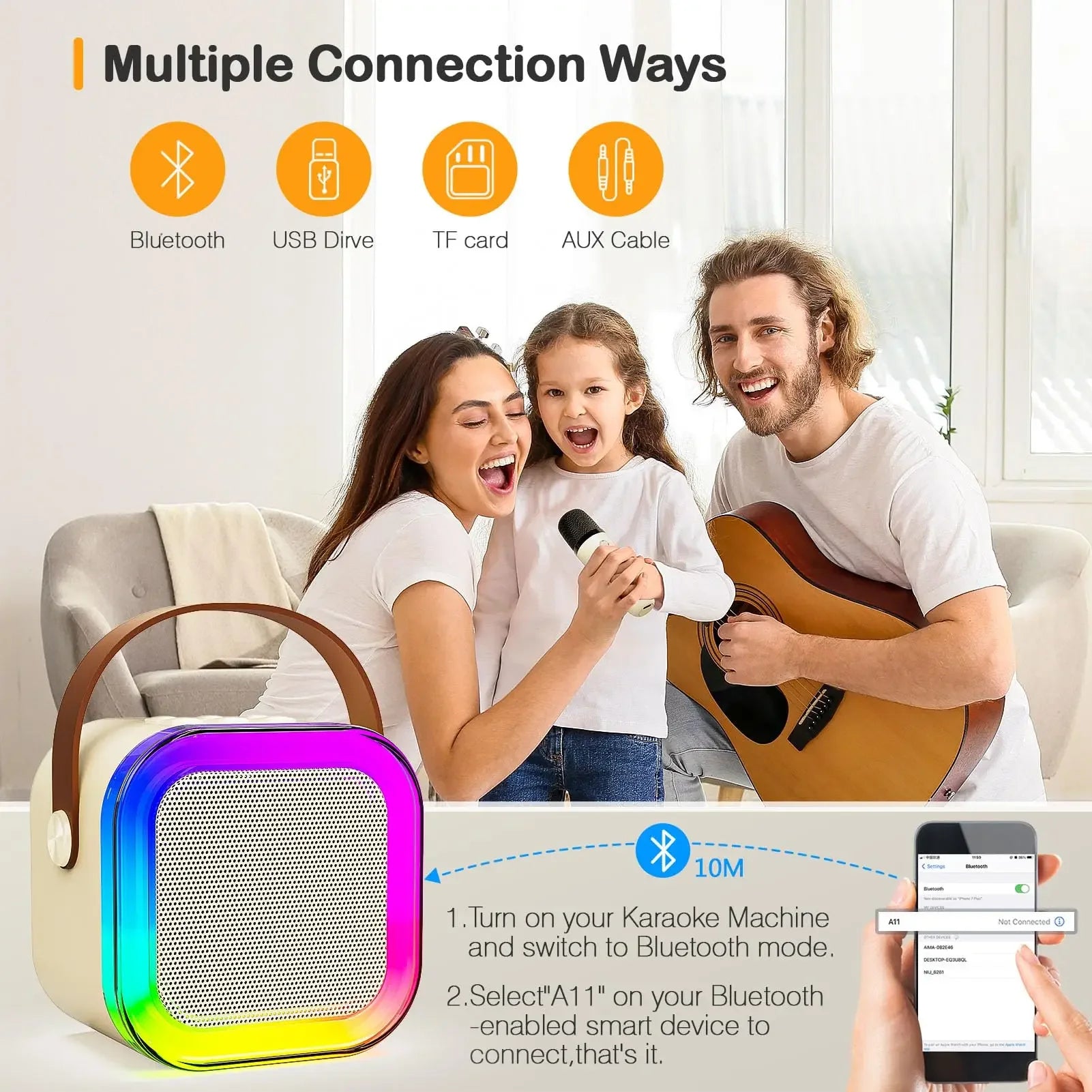 Mini Portable Karaoke Bluetooth Speaker with 2  Mike Audio Integrated Microphone Home Karaoke Wireless Bluetooth Speaker(Random Color)
