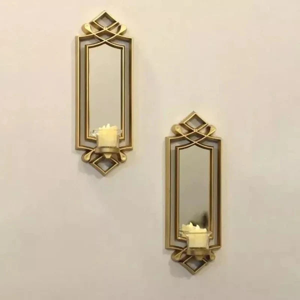 Classic 2 Pcs Fancy Wall Mirror & Candle