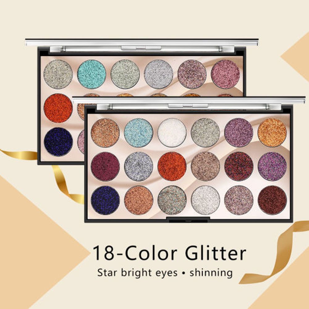 Miss Rose 18 Colors Sequins Glitter Powder High Gloss Pearly Eye shadow Palette