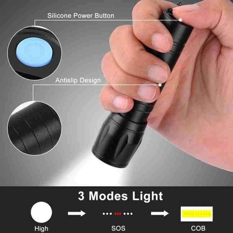Portable LED Flashlight �Mini Rechargeable Torch with Side Light | Plastic Body