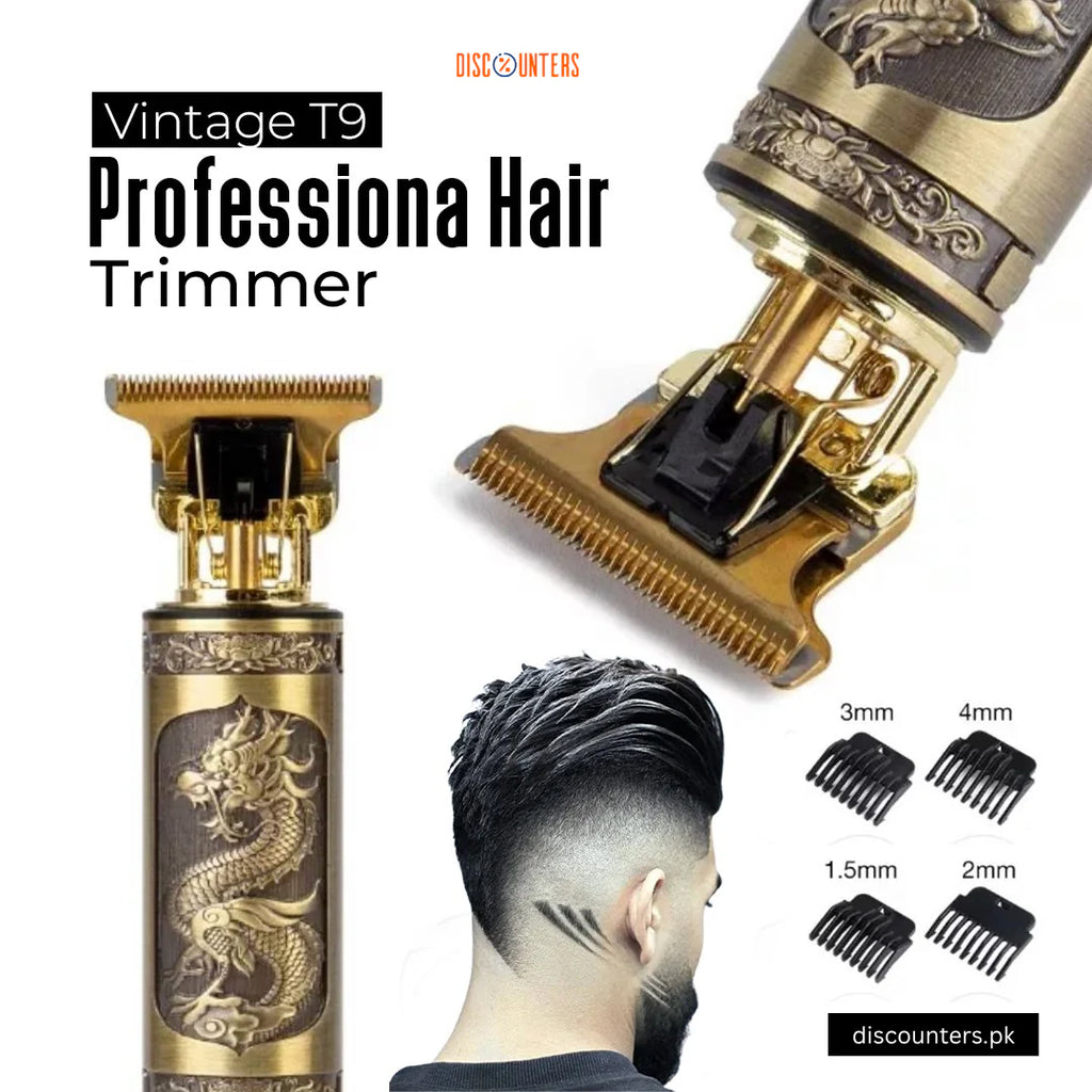Vintage T9 Professional Trimmer �Close-Cutting T-Blade Hair Clipper for Men - Metal Body