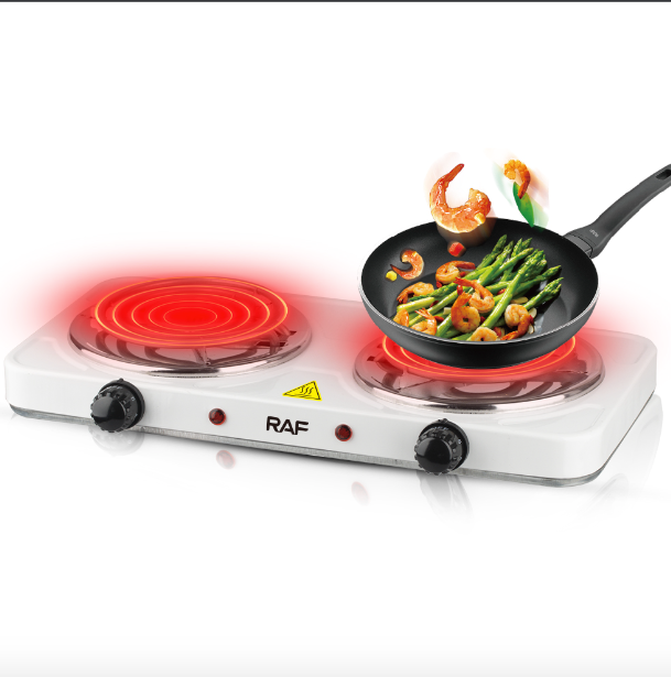 RAF Electric Stove �Dual Coil Burner, Fast Heating & Easy-to-Clean Portable Cooktop