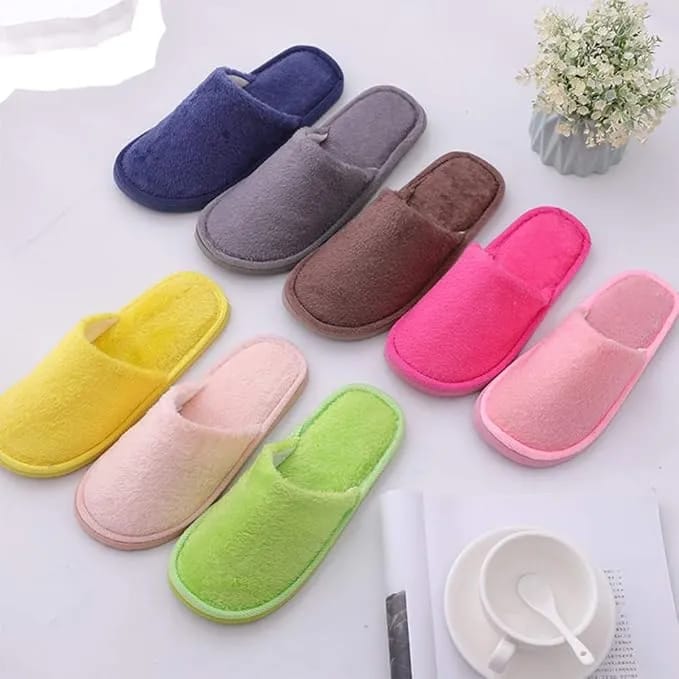 Multi Color Soft Cotton Slippers For Men And Women Free Size (Random Color)