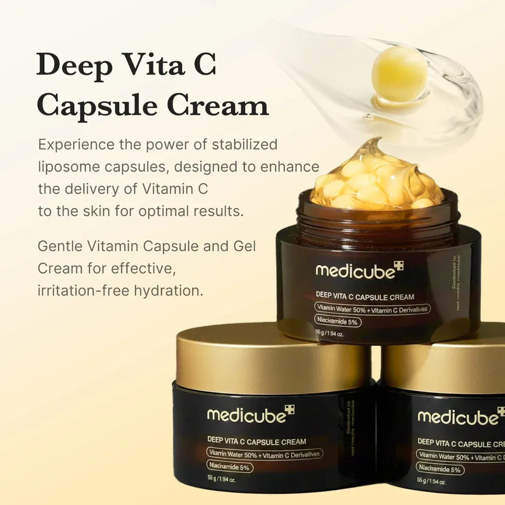 Medicube Deep Vita C Capsule Cream 55g | Brightening & Anti-Aging Vitamin C Moisturizer | Glowing Skin Care