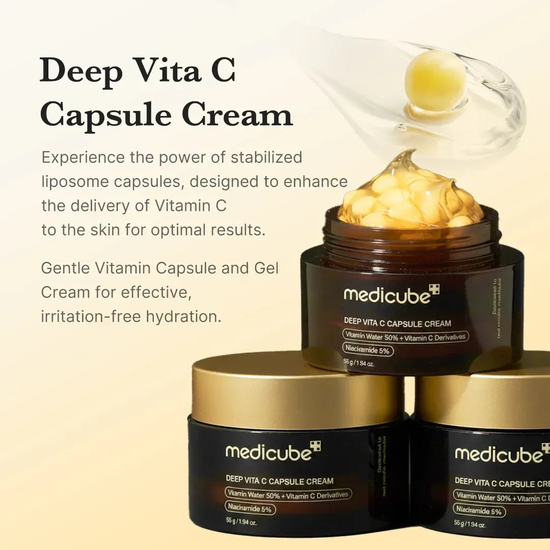 Medicube Deep Vita C Capsule Cream 55g | Brightening & Anti-Aging Vitamin C Moisturizer | Glowing Skin Care