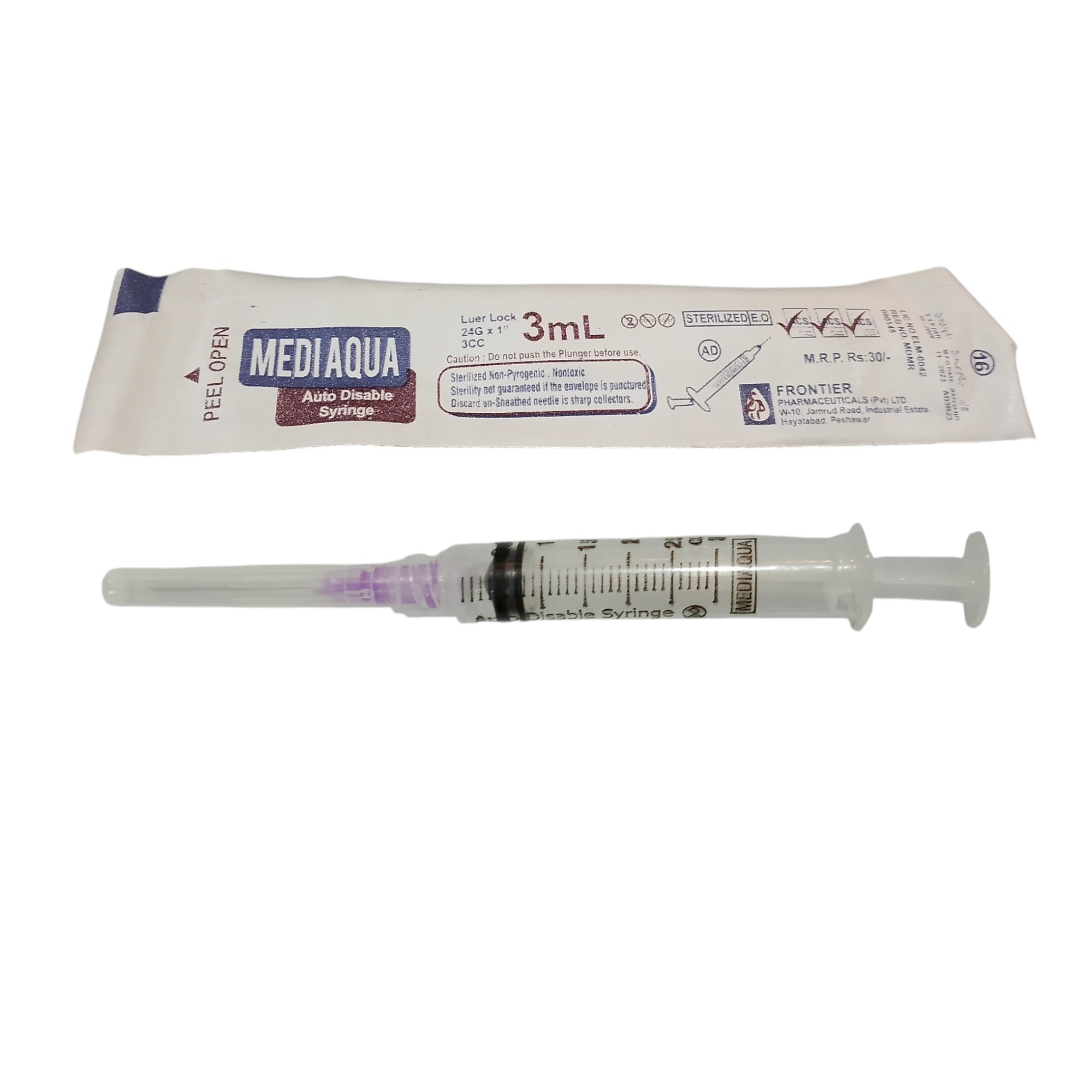 Medi Aqua 3cc Syringes �Precision, Safety & Comfort for Medical Use, Designed for Accurate Dosage, Smooth Injection & Reliable Patient Care Every Time (Pack of 100)