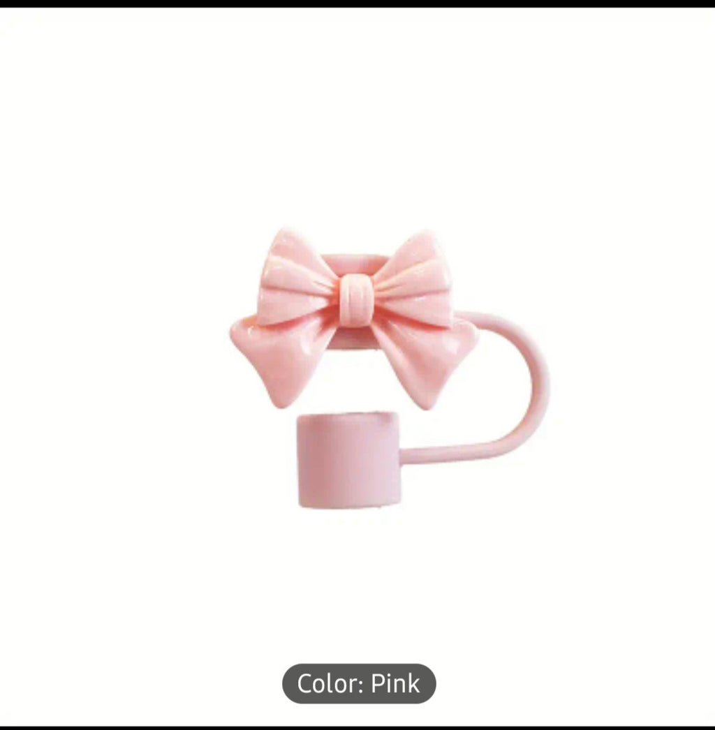 1PC Cute Bow Straw Cap Cover for 10mm Straws �Fits Stanley Tumbler Cups, Dustproof & Leak-Resistant (Random Color)