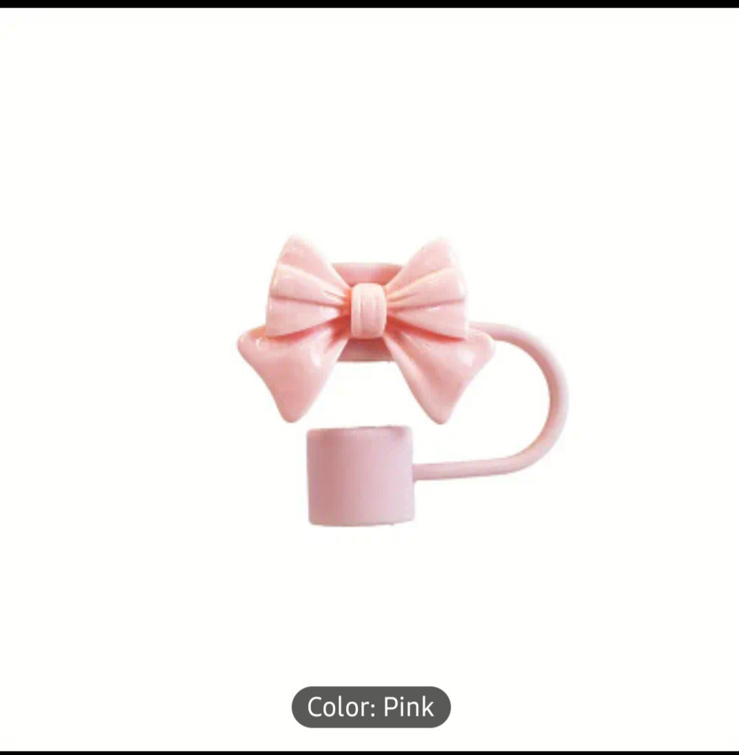 1PC Cute Bow Straw Cap Cover for 10mm Straws �Fits Stanley Tumbler Cups, Dustproof & Leak-Resistant (Random Color)
