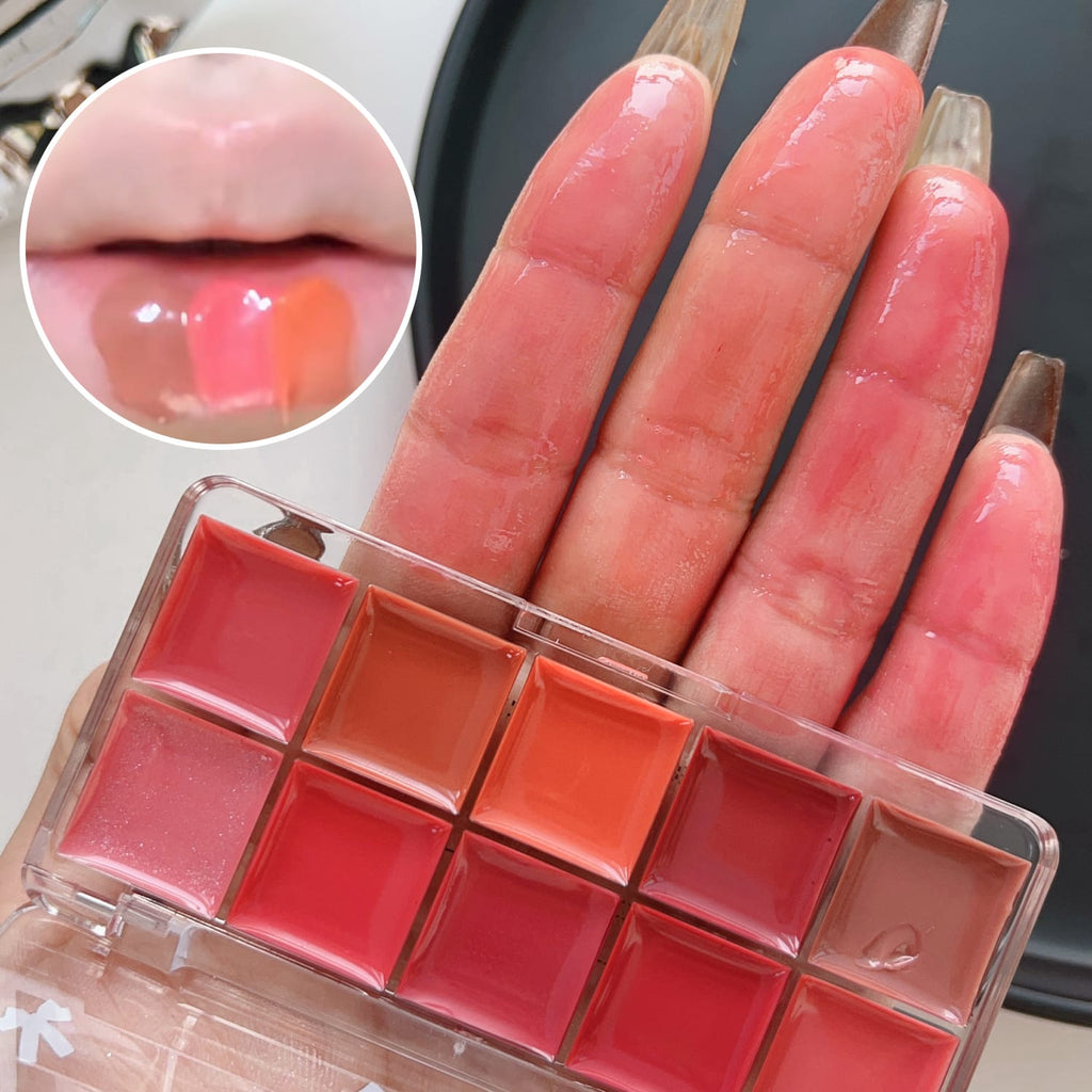 10 In 1 Lipstick Blush Palette - Multi Functional High Pigmented Creamy Material Makeup Collection Kit For Beautiful Lips And Cheeks (Random Shades)