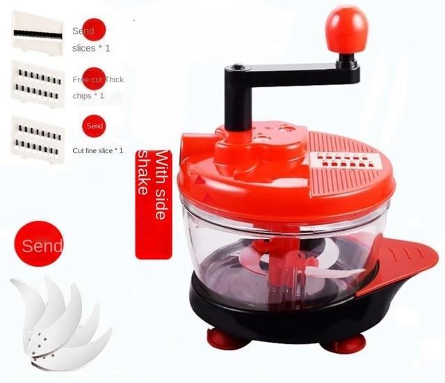 Manual Food Chopper Red Glass ABS Kitchen Tool