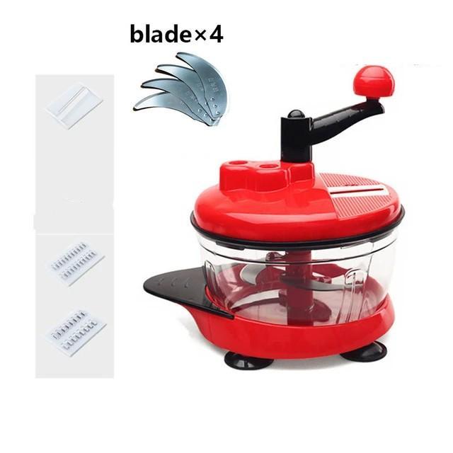 Manual Food Chopper Red Glass ABS Kitchen Tool