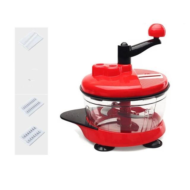 Manual Food Chopper Red Glass ABS Kitchen Tool