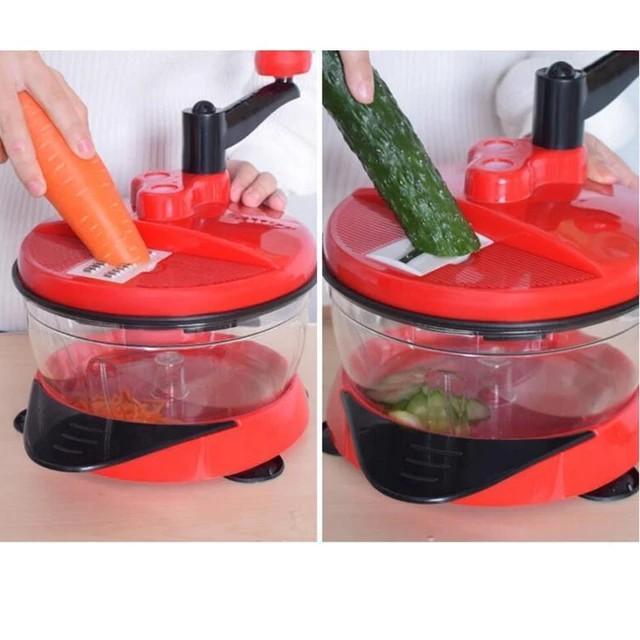 Manual Food Chopper Red Glass ABS Kitchen Tool