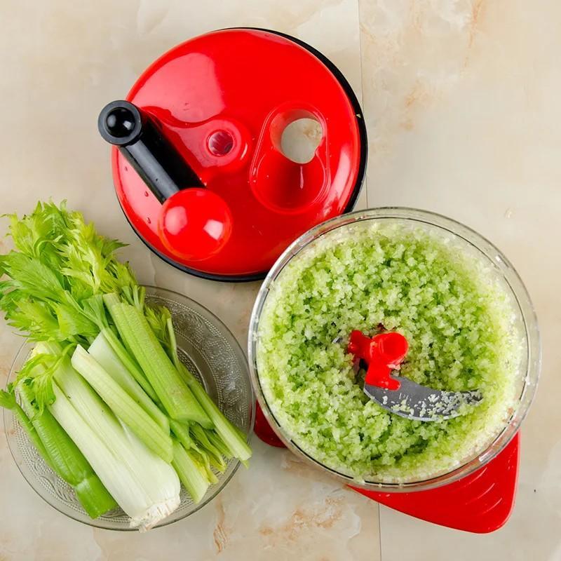 Manual Food Chopper Red Glass ABS Kitchen Tool