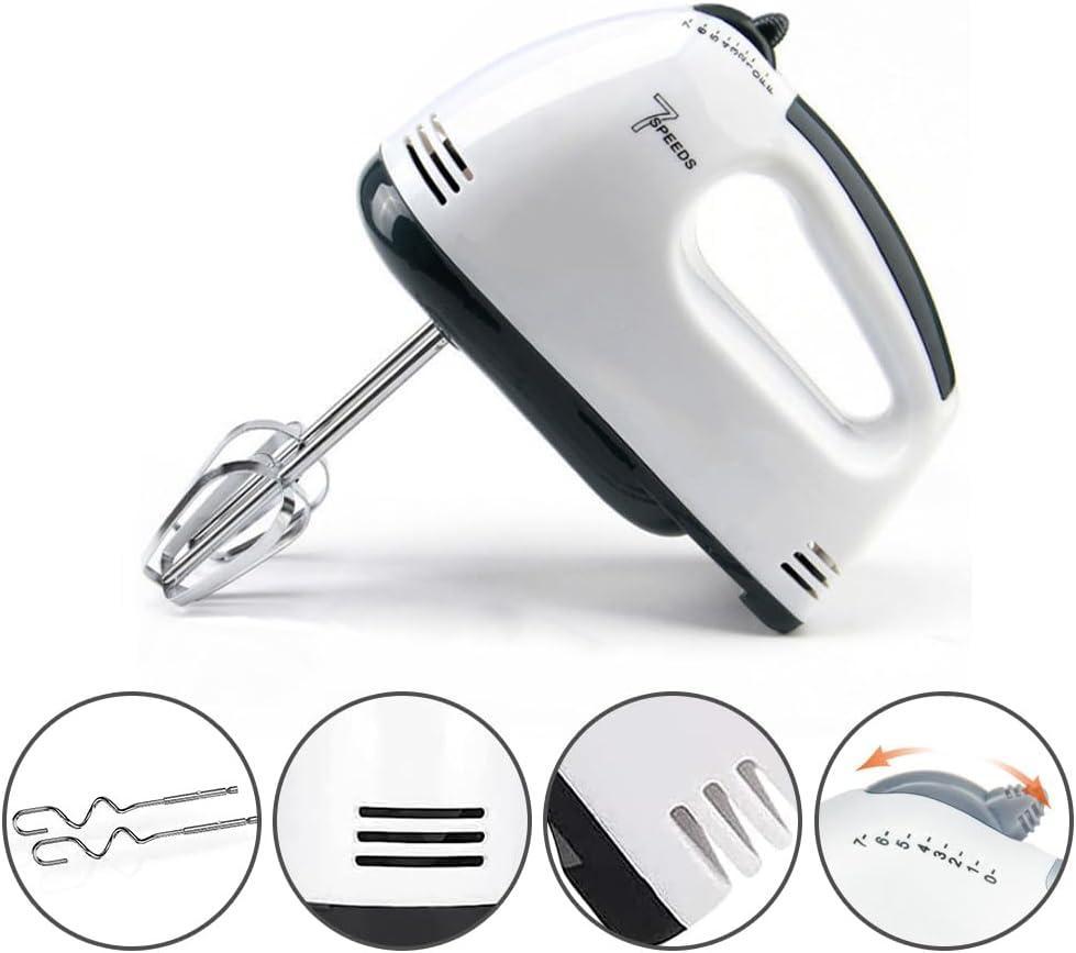 White Hand Mixer with 7 Speeds ABS Plastic