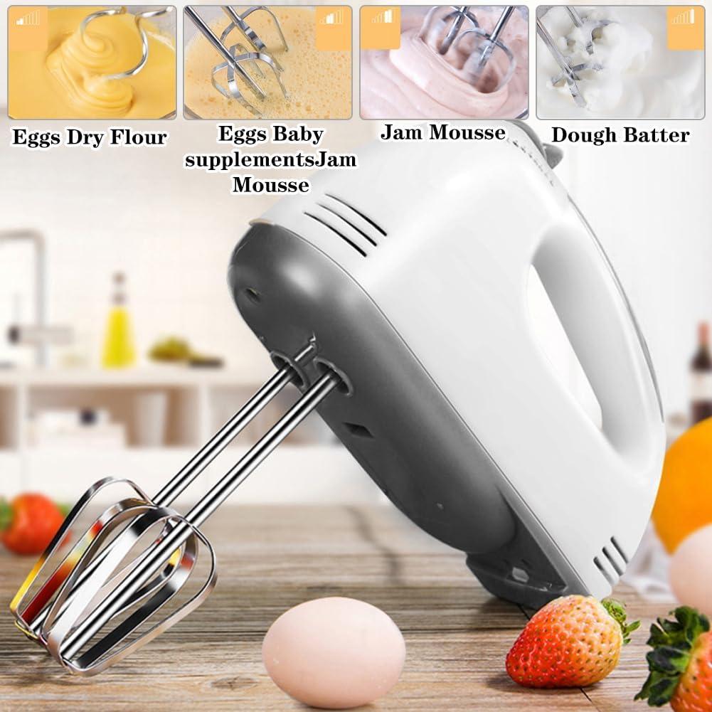 White Hand Mixer with 7 Speeds ABS Plastic
