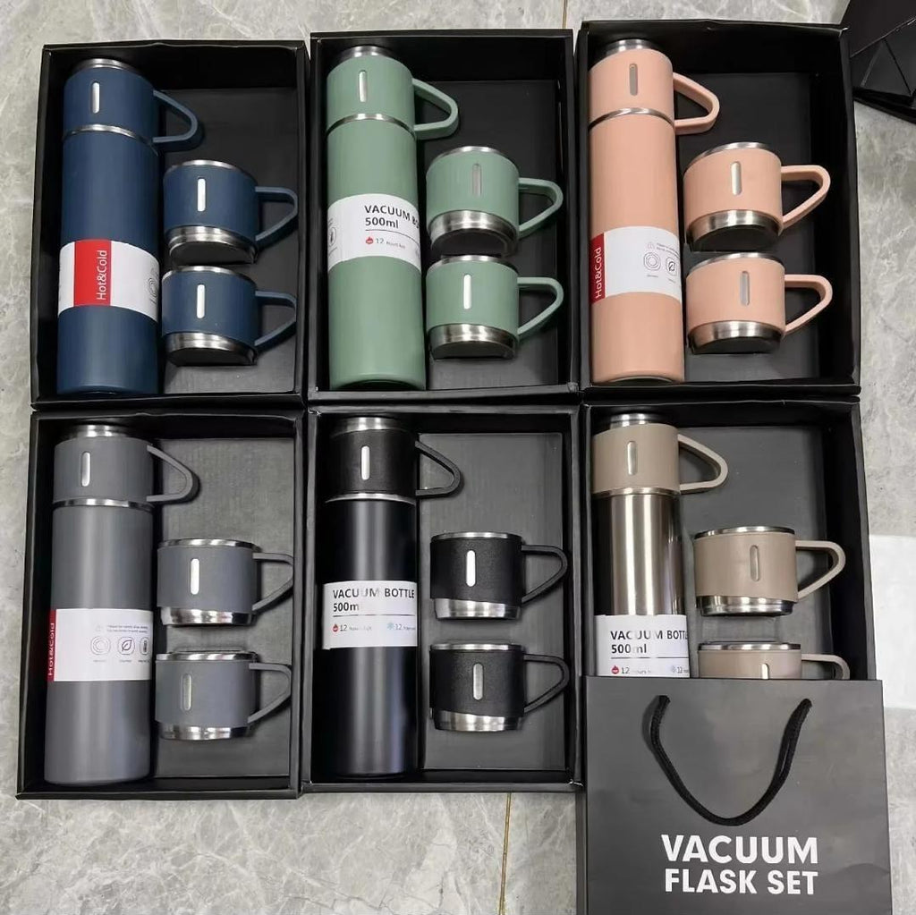 Premium Stainless Steel Vacuum Flask Set 6 Colors