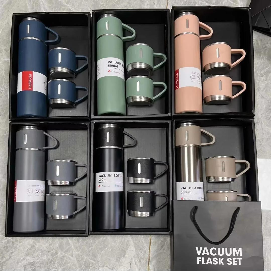 Premium Stainless Steel Vacuum Flask Set 6 Colors