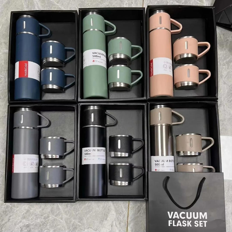 Premium Stainless Steel Vacuum Flask Set 6 Colors