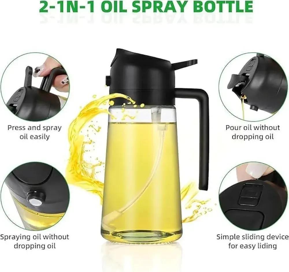 Transparent Oil Bottle with Handle & Cap for Kitchen Use