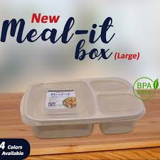 Meal-It 3-Compartment Lunch Box (1000 ml Large) �Leak-Resistant Meal Prep Container for Neatly Separated Food Items