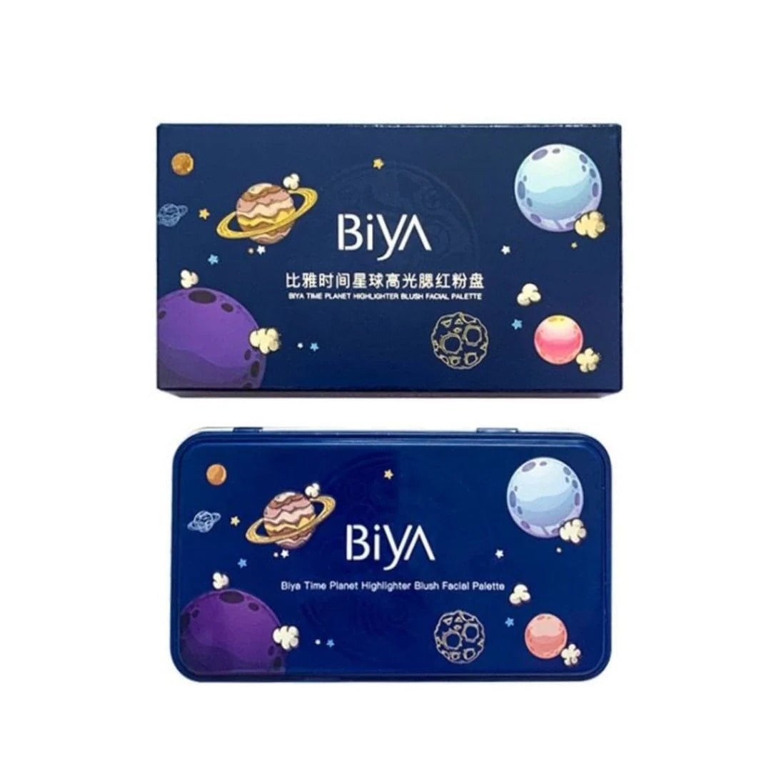 3 in 1 Colors Facial Blush Gradual Powder Blusher Shimmer Highlighter Three-dimensional Brightening Powder Blusher Palette - Biya Korean Highlighter &amp; Blush Palette