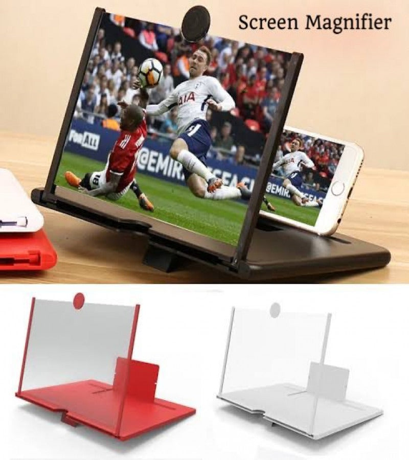 Mobile Screen Magnifier �HD 3D Video Amplifier & Foldable Smartphone Stand | Eye Protection Theater Experience for Movies and Gaming - 12 inches | Random Color
