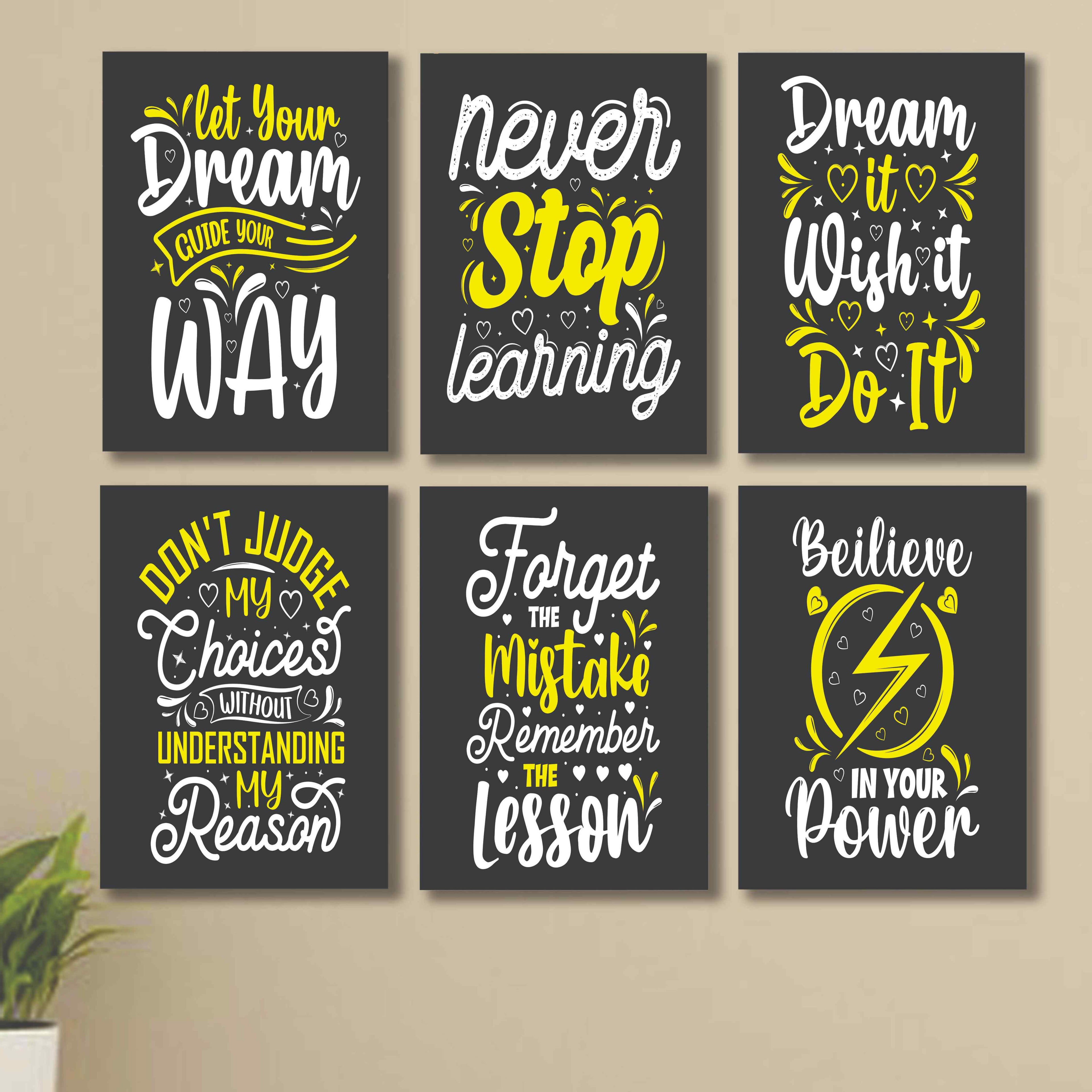 Set of 6 Wall Art Wooden Phototile Frames for Wall Decor