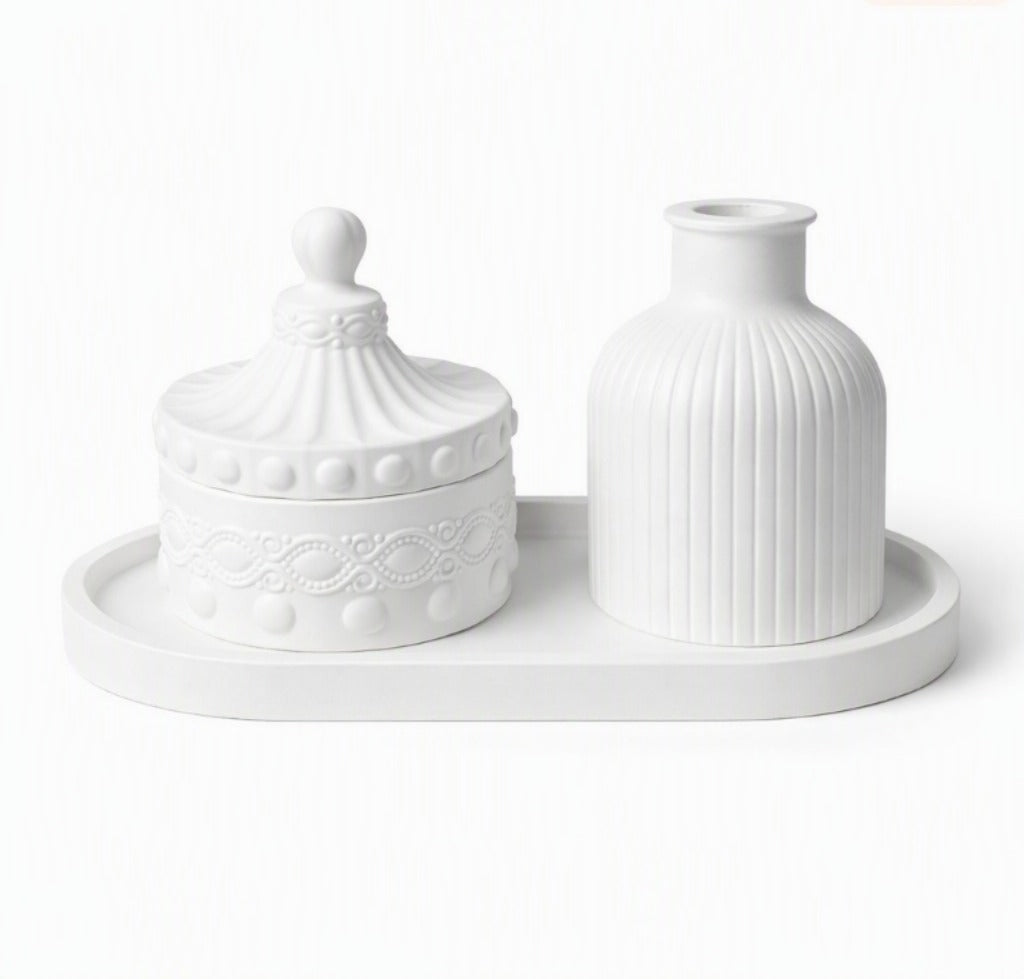 Classic Aesthetic 3-Piece Organizer & Home Decor Set