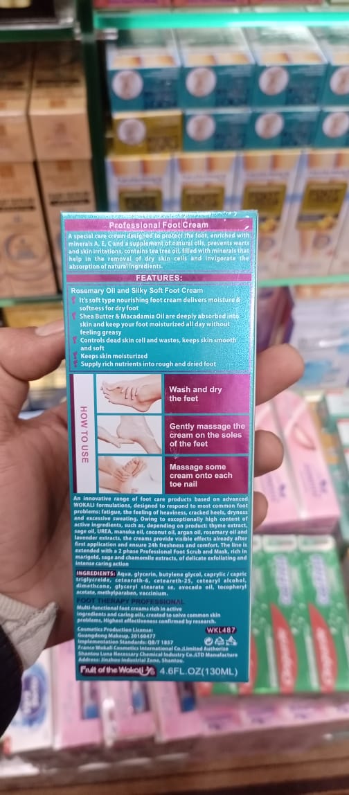 Fruit of Wokali Foot Cream �130ml with Rosemary Oil for Cracked & Damaged Feet, Smooth & Nourished Skin