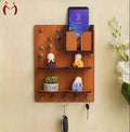 Wooden Keys & Phone Holder with 6 Hooks