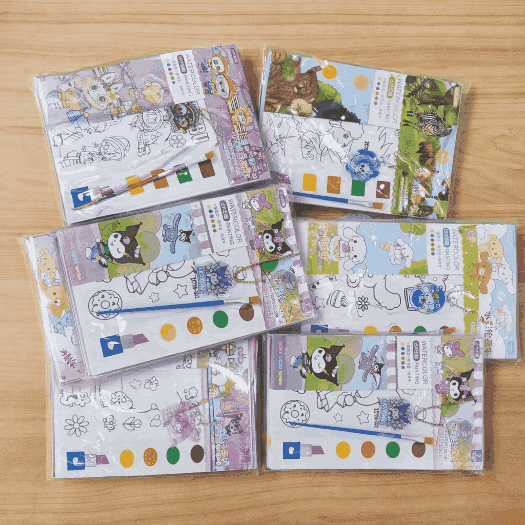 Kids' Pocket Watercolor Painting Book �3-in-1 Creative Coloring Set with Built-in Paints, Brush & Keychain