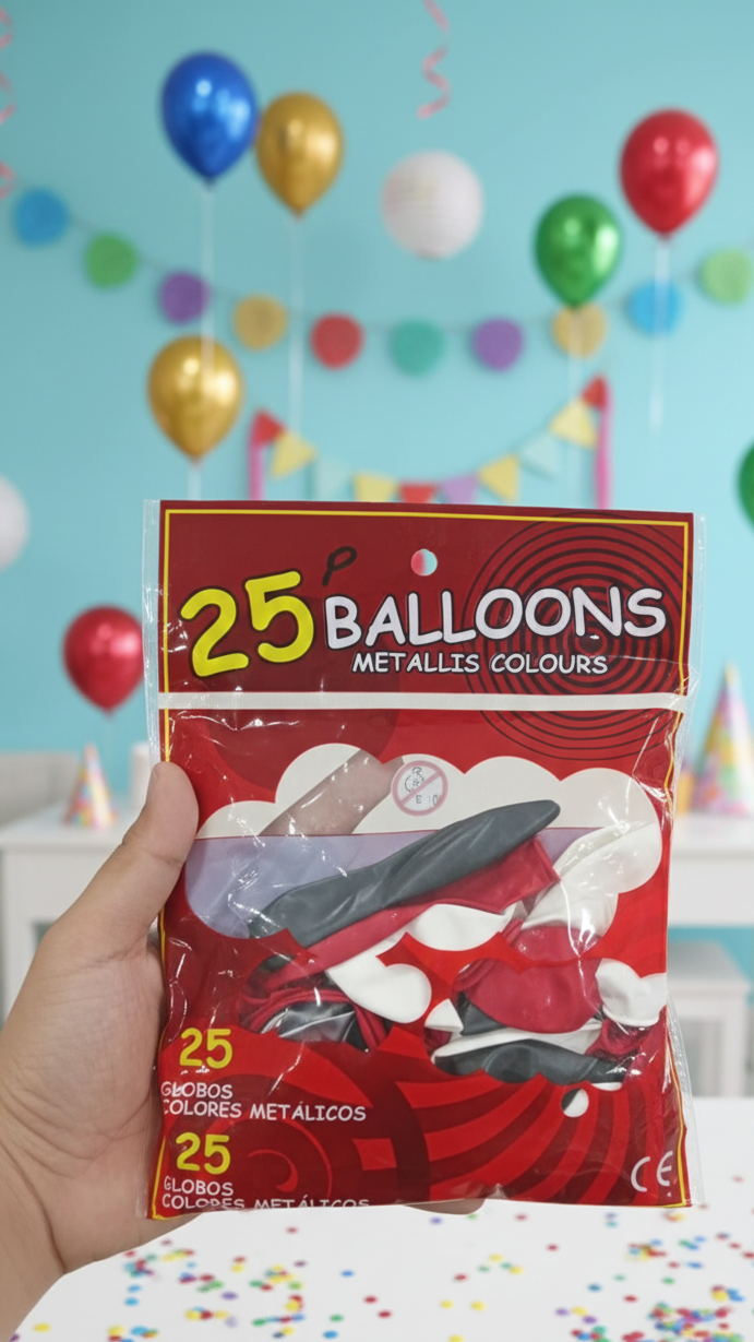 Party Balloons Pack | 25 pcs | Random Colours | Perfect for Birthdays, Events & Celebrations