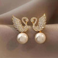 ZJE-911 Swan Pearl Earrings - Silver