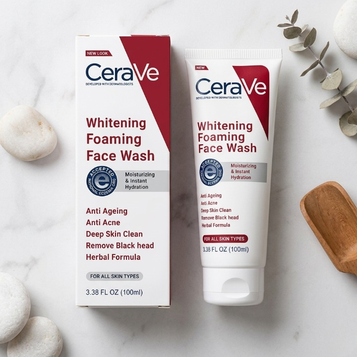 CeraVe Foaming Face Wash �Brightening Cleanser with Ceramides for Normal to Oily Skin (100ml)