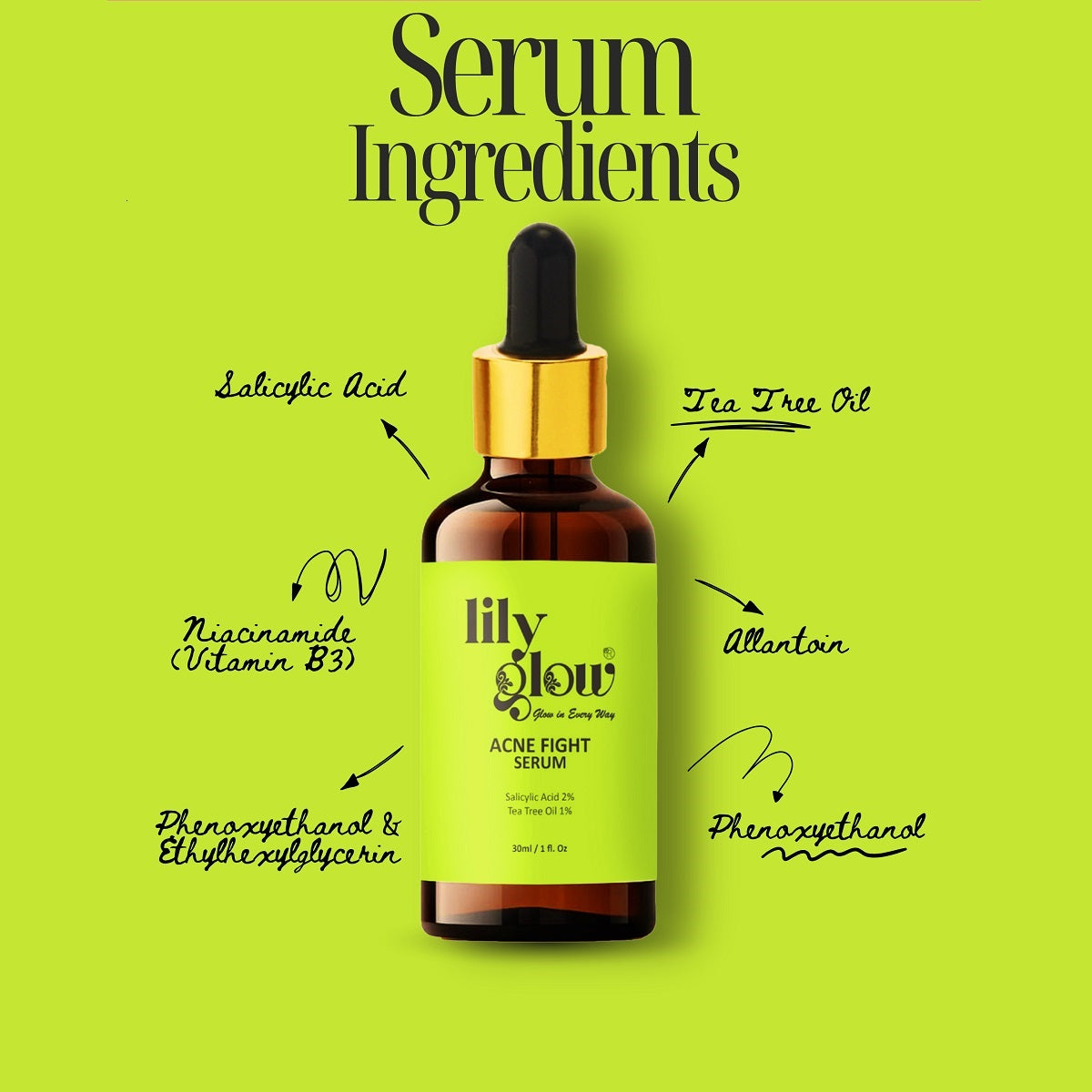 Lily Glow Acne Fight Serum �For Oily & Dry Skin, Acne Marks, Pimples & Face Whitening (30ml)