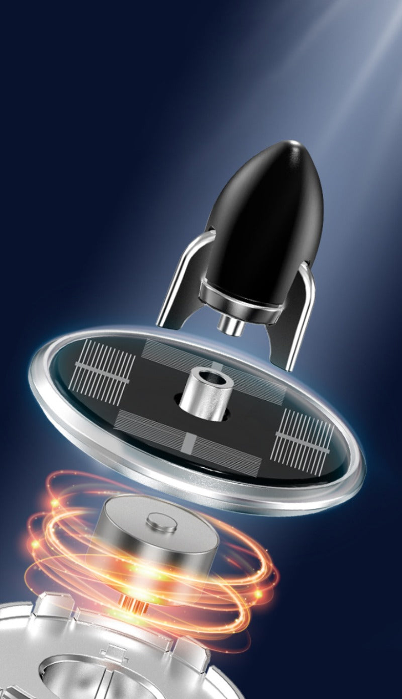 Solar Powered Speech Rocket Car Air Freshener �Rotating Solar Fragrance Diffuser | Long-Lasting Aroma & Stylish Dashboard Decor (Speech Rocket)