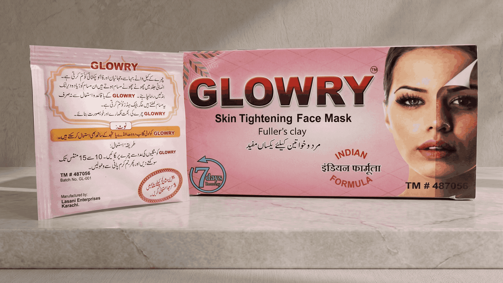 GLOWRY Skin Tightening Face Mask with Fuller? Clay | Natural Indian Formula for Oil Control & Pore Cleansing | 100% Organic Herbal Pack