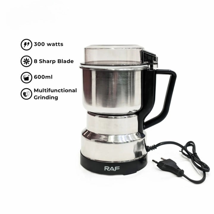 RAF Stainless Steel Electric Coffee Grinder �High-Power Bean & Spice Blender for Home Use