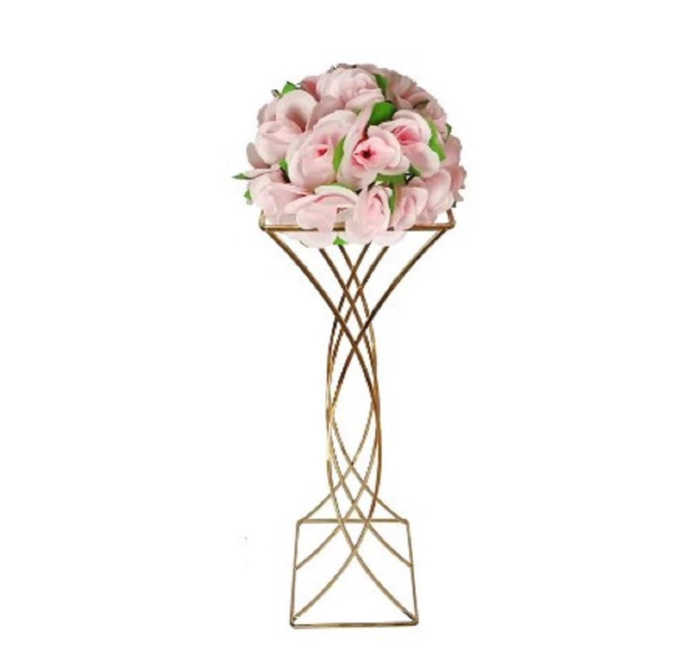 Golden Twisted Flower Stand for Weddings & Home Decor