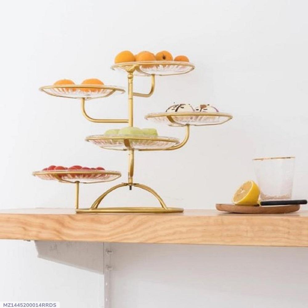 Golden Multi-Tier Fruit Serving Tray for Home & Events