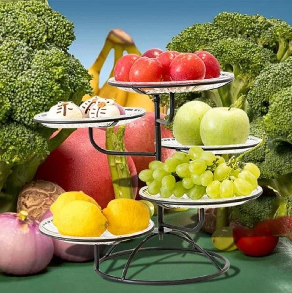 Golden Multi-Tier Fruit Serving Tray for Home & Events