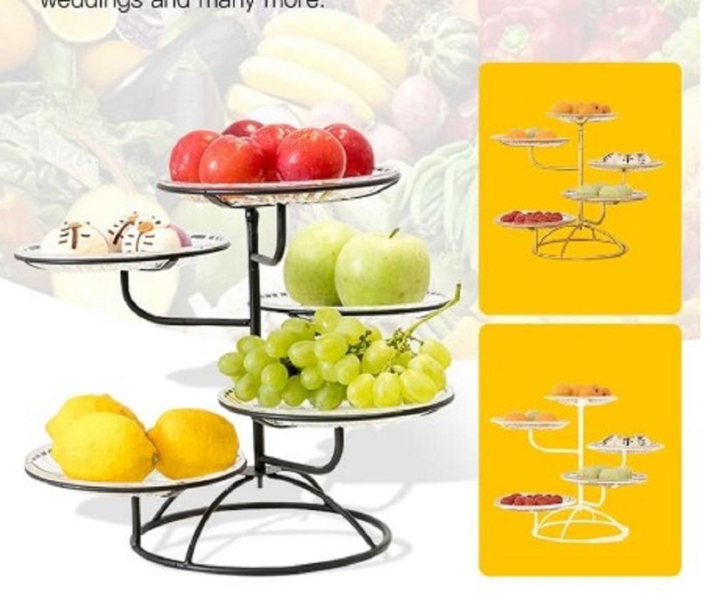 Golden Multi-Tier Fruit Serving Tray for Home & Events