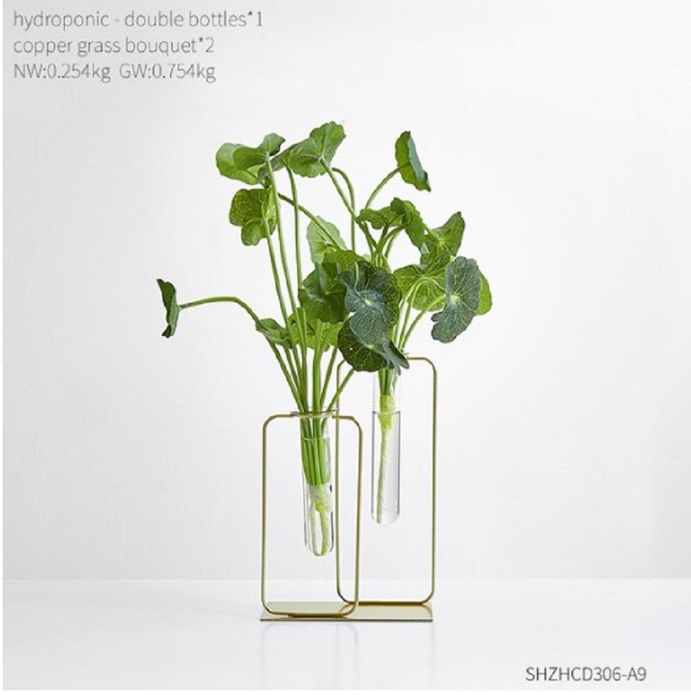 Golden Glass Vase for Home Decor Modern Minimalist