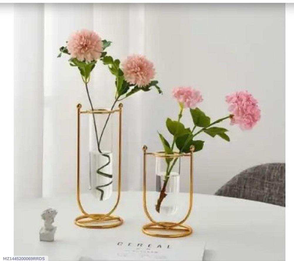 Golden Iron Vase for Home Decor, 11.5cm x 11.5cm x 15.5cm